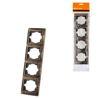 Рамка 4-х постовая вертикальная старинная бронза 