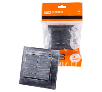 Выключатель 2 кл. с подсветкой 10А старинное серебро 