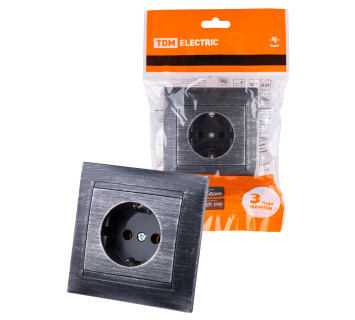 Розетка 2П+З 16А 250В старинное серебро 