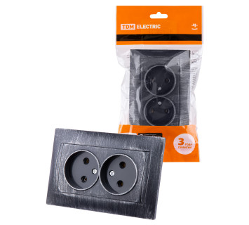 Розетка двойная 2П 10А 250В старинное серебро 