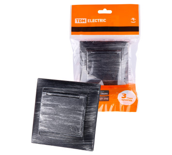 Розетка 2П+З 16А 250В IP44 с крышкой старинное серебро 