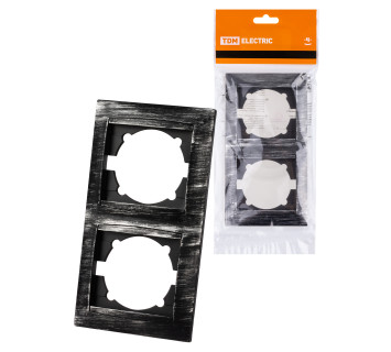 Рамка 2-х постовая вертикальная старинное серебро 