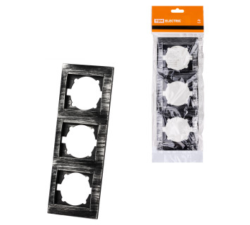 Рамка 3-х постовая вертикальная старинное серебро 