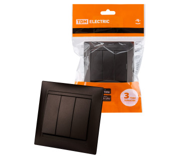 Выключатель 3-х кл. 10А шоколад 