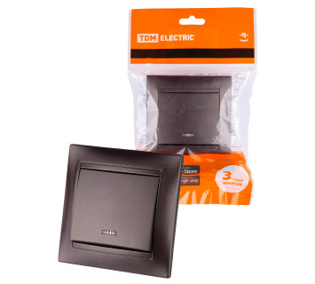 Выключатель 1 кл. с подсветкой 10А шоколад 