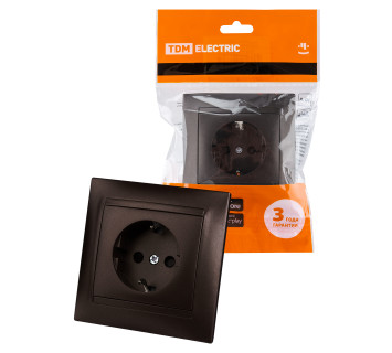 Розетка 2П+З 16А 250В с защ. шт. шоколад 