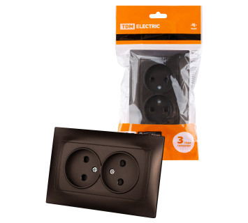 Розетка двойная 2П 10А 250В с защ. шт. шоколад 