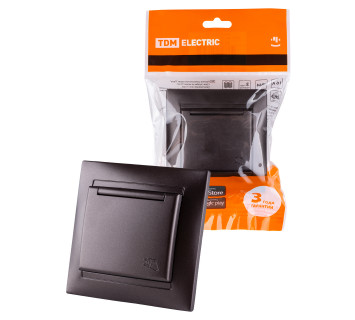 Розетка 2П+З 16А 250В IP44 с защ. шт. с крышкой шоколад 