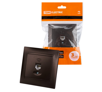 Розетка телефонная RJ11 шоколад 