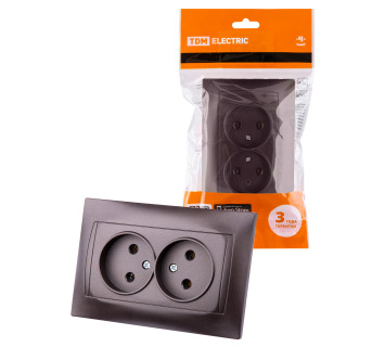 Розетка двойная 2П 10А 250В шоколад 