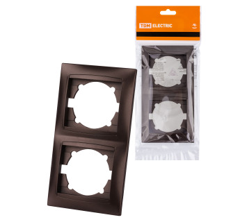 Рамка 2-х постовая вертикальная шоколад 