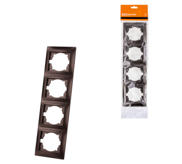 Рамка 4-х постовая вертикальная шоколад 