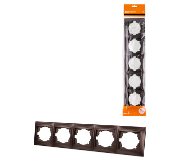 Рамка 5-ти постовая горизонтальная шоколад 