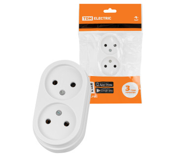 Розетка двойная 2П открытой установки IP20 10А белая 