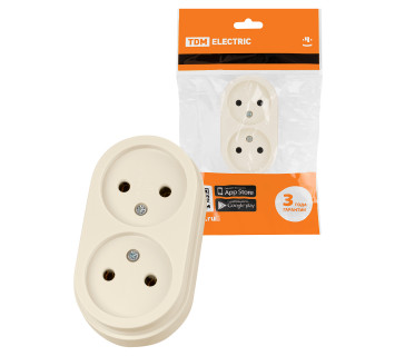 Розетка двойная 2П открытой установки IP20 10А сл. кость 