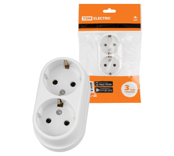 Розетка двойная 2П+3 открытой установки IP20 16А белая 