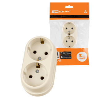 Розетка двойная 2П+3 открытой установки IP20 16А сл. кость 