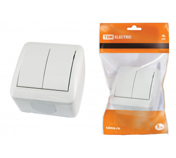 Выключатель 2-кл. открытой установки IP44 10А белый 