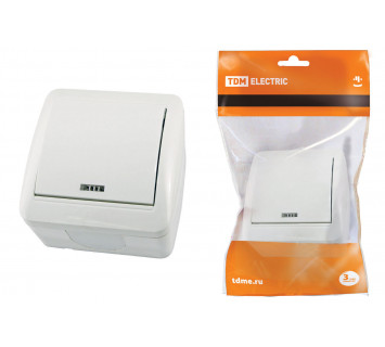 Выключатель 1-кл. открытой установки с подсветкой IP44 10А белый 