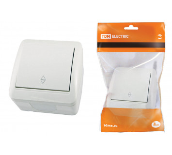 Выключатель на 2 направления 1-кл. открытой установки IP44 10А белый 