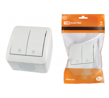 Выключатель на 2 направления 2-кл. открытой установки IP44 10А белый 
