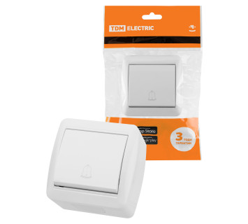 Кнопка звонковая открытой установки IP44 6А белая 