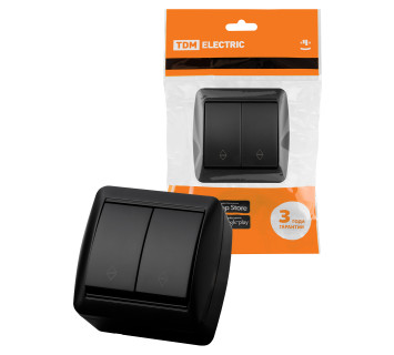 Выключатель на 2 направления 2-кл. открытой установки IP44 10А графит 