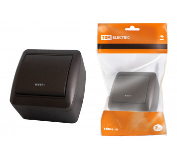 Выключатель 1-кл. открытой установки с подсветкой IP44 10А шоколад 