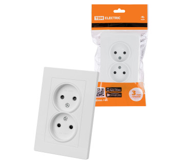 Розетка двойная 2П 10А 250В с защ. шт. белая 