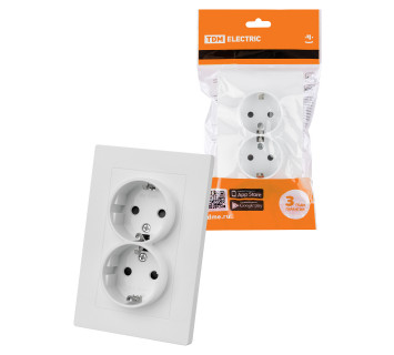 Розетка двойная 2П+З 16А 250В с защ. шт. белая 