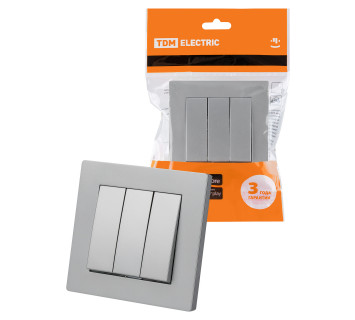 Выключатель 3-х кл. 10А серебр. металлик 