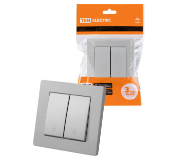 Выключатель на 2 направления 2 кл. 10А серебр. металлик 