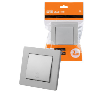 Кнопка звонка 6А серебр. металлик 