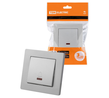 Кнопка звонка с подсветкой 6А серебр. металлик 