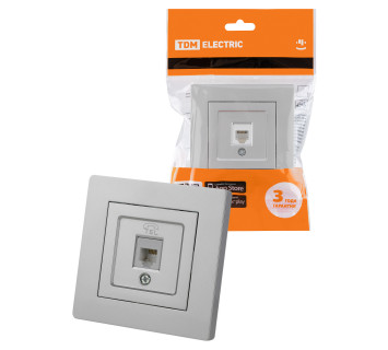 Розетка телефонная RJ11 серебр. металлик 