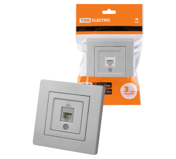 Розетка компьютерная RJ45 серебр. металлик 