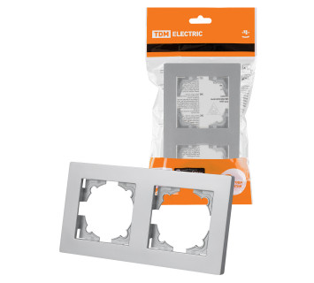 Рамка 2-х постовая серебр. металлик 