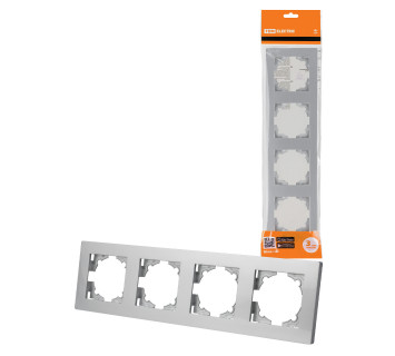 Рамка 4-х постовая серебр. металлик 