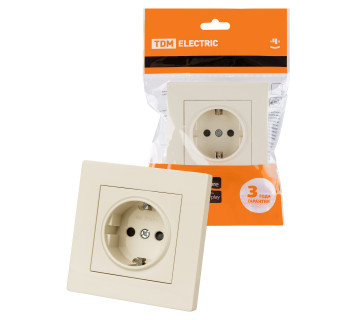 Розетка 2П+З 16А 250В с защ. шт. сл. кость 