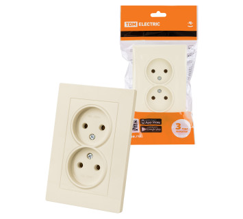 Розетка двойная 2П 10А 250В сл. кость 