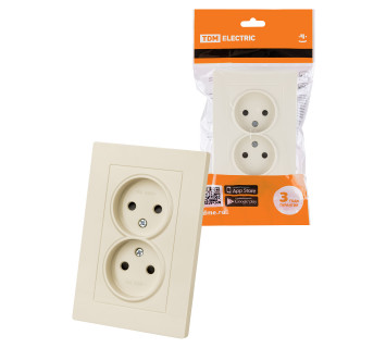 Розетка двойная 2П 10А 250В с защ. шт. сл. кость 