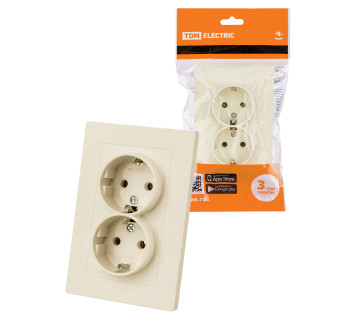 Розетка двойная 2П+З 16А 250В сл. кость 