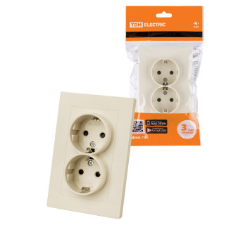 Розетка двойная 2П+З 16А 250В с защ. шт. сл. кость 