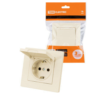 Розетка 2П+З 16А 250В IP44 с крышкой сл. кость 