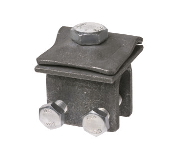 Держатель фальцевый стальной зажим с 2-х болтовым креплением для прута ?6-10 мм, гор. цинк. TDM