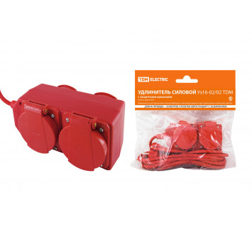 Удлинитель силовой Уз16-02/02 TDM (с крышками IP44, 4 места/20м ПВС 3х1,0)