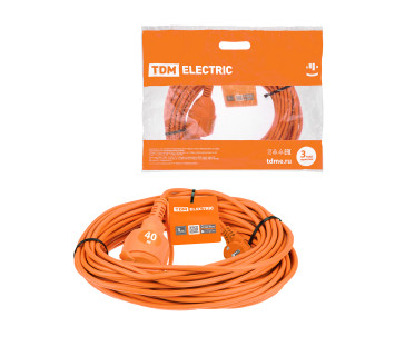 Удлинитель-шнур силовой УШз10 TDM (штепс. гнездо, 40м ПВС 3х0,75)
