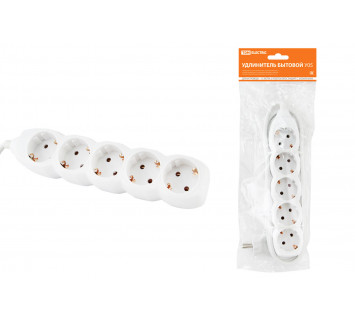 Удлинитель бытовой  У05  5 гнезд, 1,5метра, с заземлением, ПВС  3х1мм2  16А/250В TDM