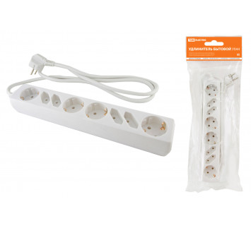 Удлинитель бытовой  У044, 4 б/з+4 с/з, 3метра, ПВС 3х1,5мм2  16А/250В TDM