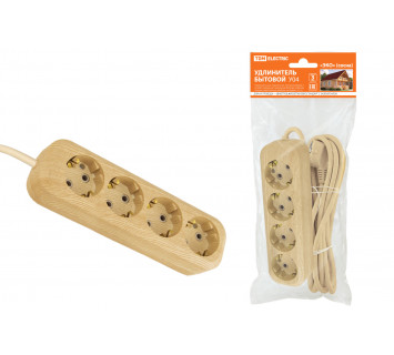 Удлинитель бытовой У04 4 гнезда, 5метров,2П+3, ПВС 3х1мм2 